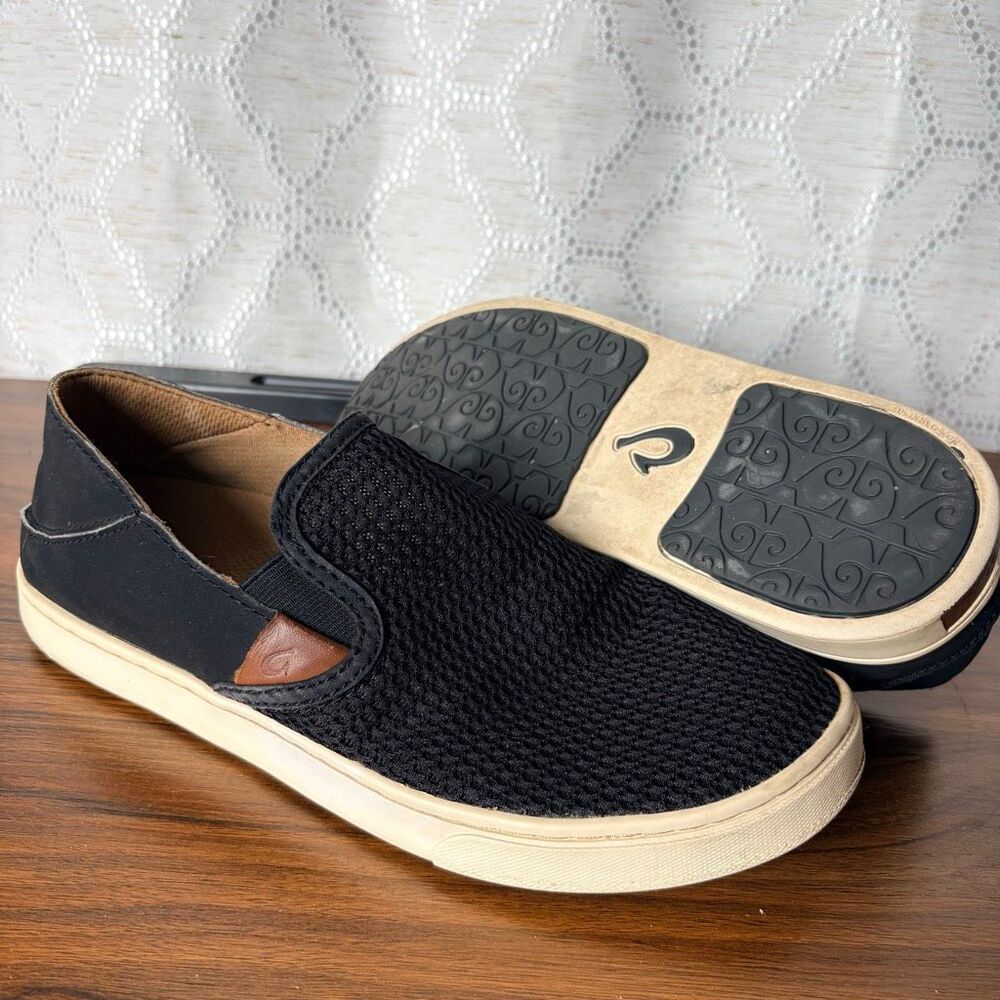 Olukai Pehuea 38 Women's 8 Black Breathable Deck Shoes Outdoors Fishing Casual